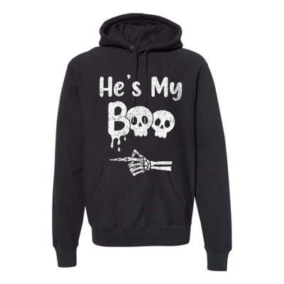 Matching Halloween Pajama Couples HeS My Boo Skull Face Premium Hoodie