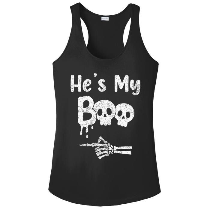 Matching Halloween Pajama Couples HeS My Boo Skull Face Ladies PosiCharge Competitor Racerback Tank