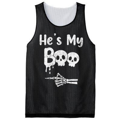 Matching Halloween Pajama Couples HeS My Boo Skull Face Mesh Reversible Basketball Jersey Tank