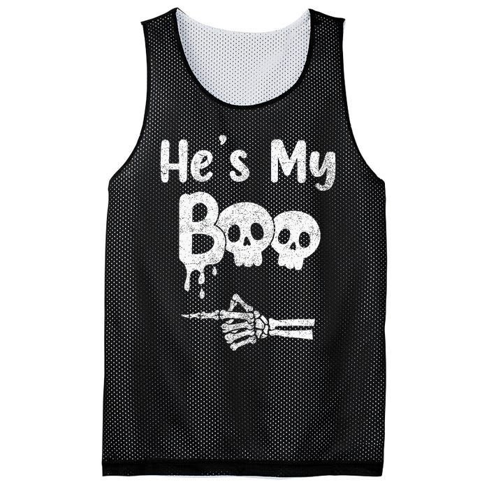 Matching Halloween Pajama Couples HeS My Boo Skull Face Mesh Reversible Basketball Jersey Tank