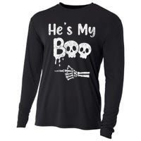 Matching Halloween Pajama Couples HeS My Boo Skull Face Cooling Performance Long Sleeve Crew