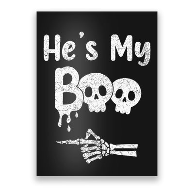 Matching Halloween Pajama Couples HeS My Boo Skull Face Poster