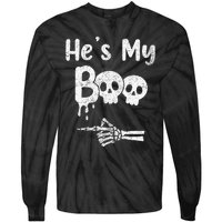 Matching Halloween Pajama Couples HeS My Boo Skull Face Tie-Dye Long Sleeve Shirt