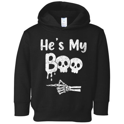 Matching Halloween Pajama Couples HeS My Boo Skull Face Toddler Hoodie