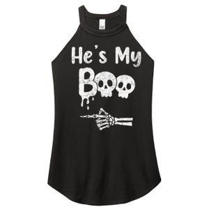 Matching Halloween Pajama Couples HeS My Boo Skull Face Women's Perfect Tri Rocker Tank