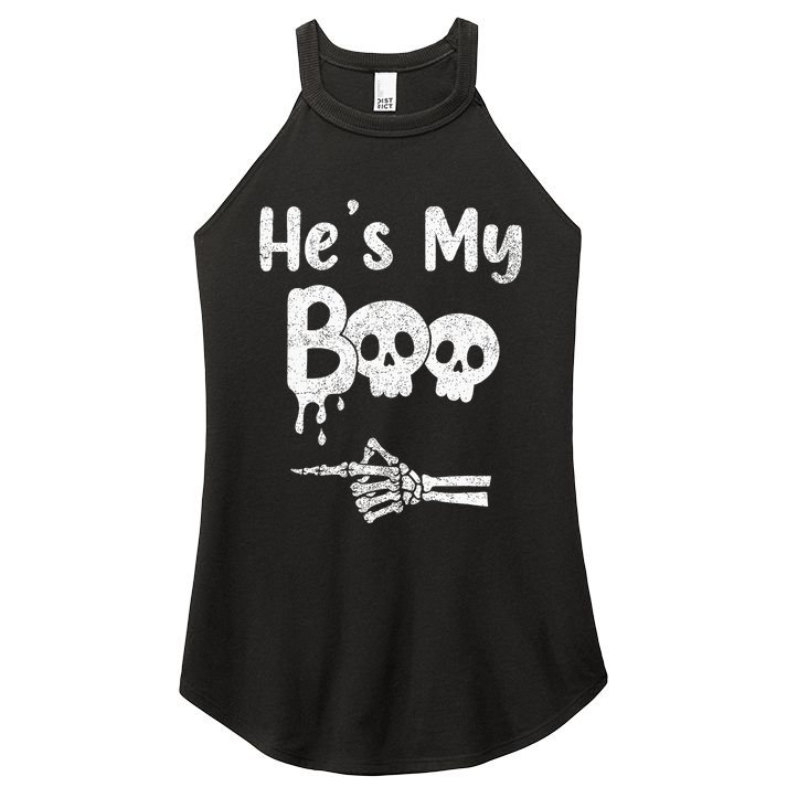 Matching Halloween Pajama Couples HeS My Boo Skull Face Women's Perfect Tri Rocker Tank