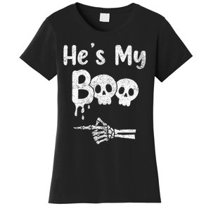 Matching Halloween Pajama Couples HeS My Boo Skull Face Women's T-Shirt