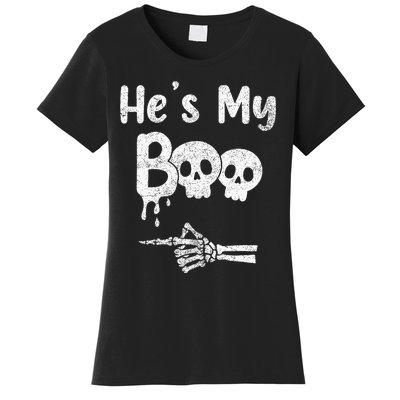 Matching Halloween Pajama Couples HeS My Boo Skull Face Women's T-Shirt