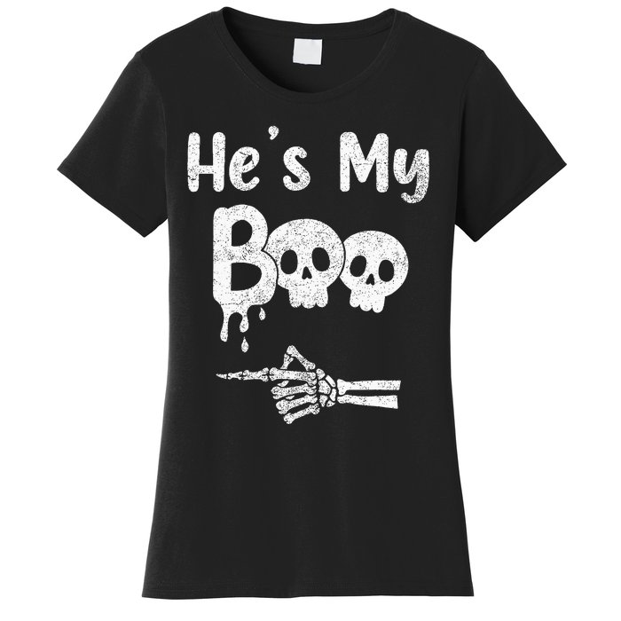 Matching Halloween Pajama Couples HeS My Boo Skull Face Women's T-Shirt