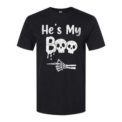 Matching Halloween Pajama Couples HeS My Boo Skull Face Softstyle CVC T-Shirt