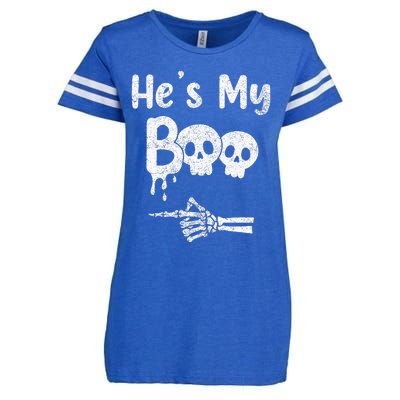 Matching Halloween Pajama Couples HeS My Boo Skull Face Enza Ladies Jersey Football T-Shirt