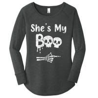 Matching Halloween Pajama Couples She’S My Boo Skull Face Women's Perfect Tri Tunic Long Sleeve Shirt