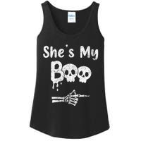 Matching Halloween Pajama Couples She’S My Boo Skull Face Ladies Essential Tank