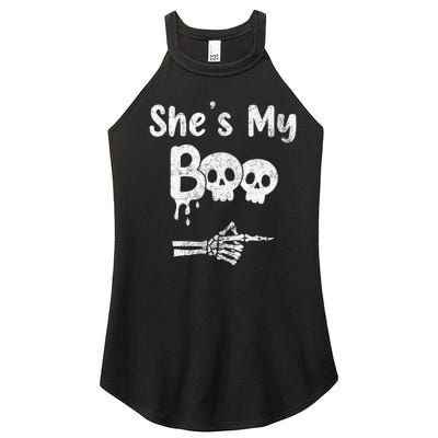 Matching Halloween Pajama Couples She’S My Boo Skull Face Women's Perfect Tri Rocker Tank