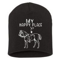 My Happy Place Horse Lover Horseback Riding Equestrian Gifts Short Acrylic Beanie