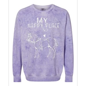 My Happy Place Horse Lover Horseback Riding Equestrian Colorblast Crewneck Sweatshirt