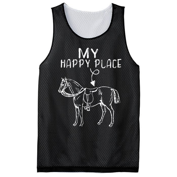 My Happy Place Horse Lover Horseback Riding Equestrian Mesh Reversible Basketball Jersey Tank