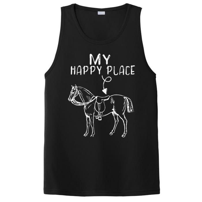 My Happy Place Horse Lover Horseback Riding Equestrian PosiCharge Competitor Tank