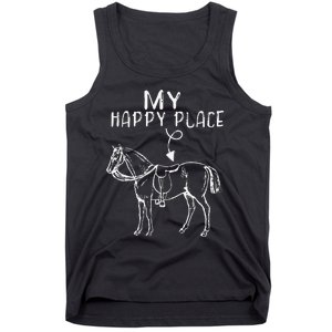 My Happy Place Horse Lover Horseback Riding Equestrian Tank Top