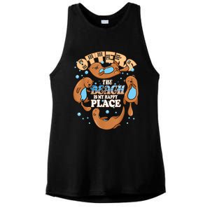 My Happy Place Is The Beach Funny Sea Otter Lover Great Gift Ladies PosiCharge Tri-Blend Wicking Tank