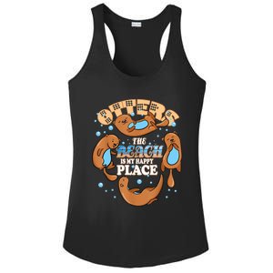 My Happy Place Is The Beach Funny Sea Otter Lover Great Gift Ladies PosiCharge Competitor Racerback Tank