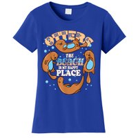 My Happy Place Is The Beach Funny Sea Otter Lover Great Gift Women's T-Shirt