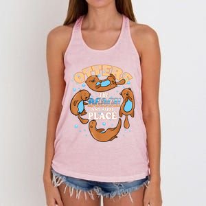 My Happy Place Is The Beach Funny Sea Otter Lover Great Gift Women's Knotted Racerback Tank