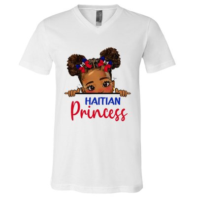 Melanin Haitian Princess Haiti Flag V-Neck T-Shirt