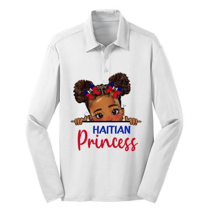 Melanin Haitian Princess Haiti Flag Silk Touch Performance Long Sleeve Polo