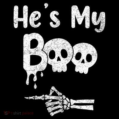 Matching Halloween Pajama Couples HeS My Boo Skull Face T-Shirt