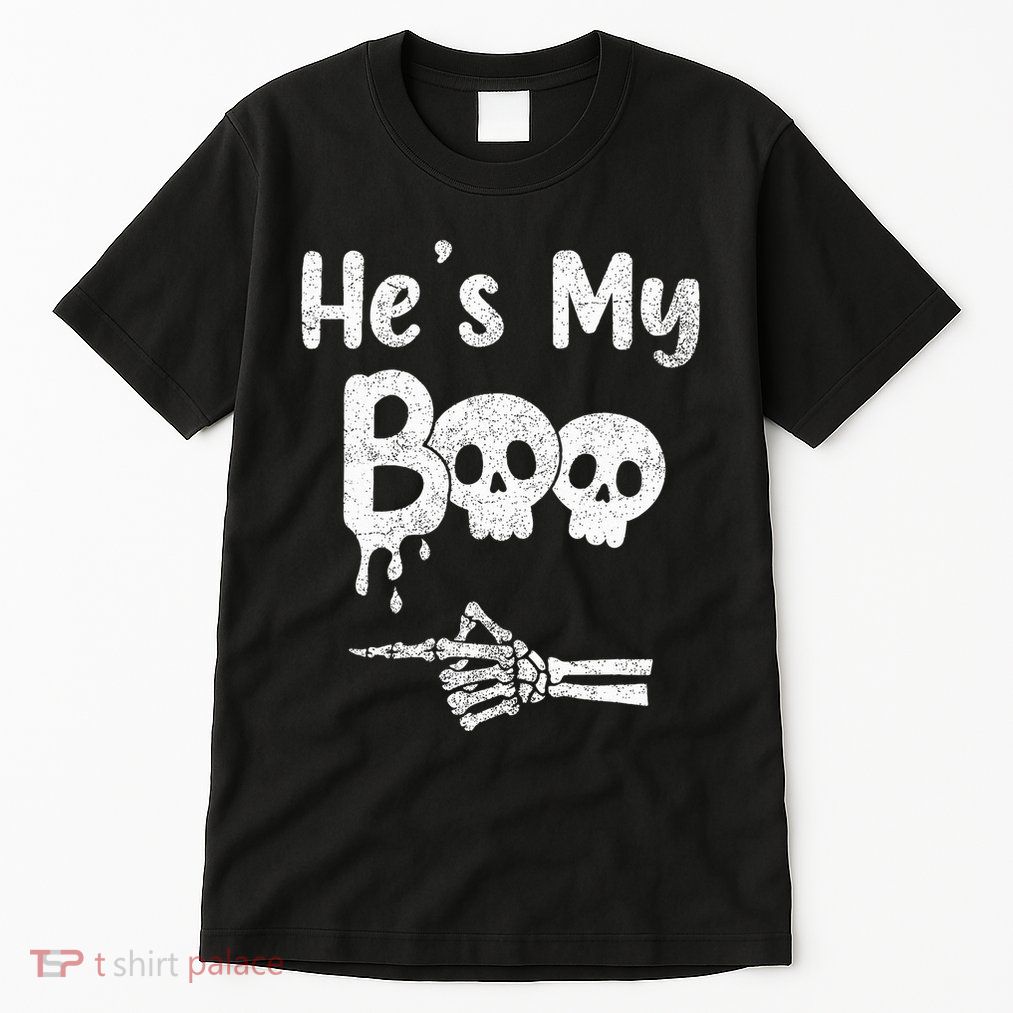 Matching Halloween Pajama Couples HeS My Boo Skull Face Tall T-Shirt