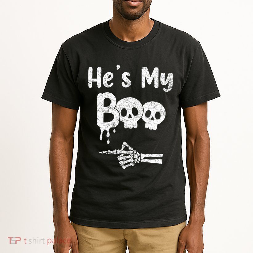 Matching Halloween Pajama Couples HeS My Boo Skull Face Tall T-Shirt