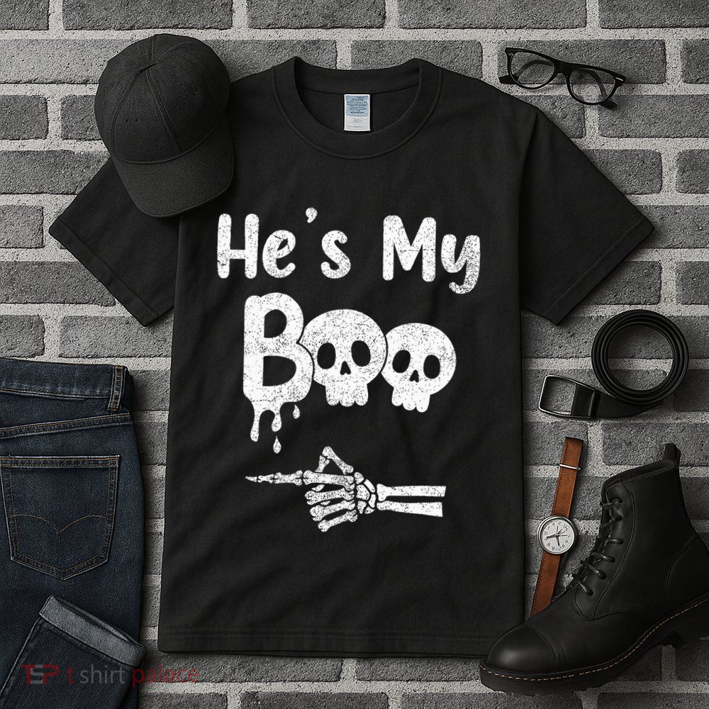 Matching Halloween Pajama Couples HeS My Boo Skull Face Tall T-Shirt
