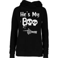 Matching Halloween Pajama Couples HeS My Boo Skull Face Womens Funnel Neck Pullover Hood