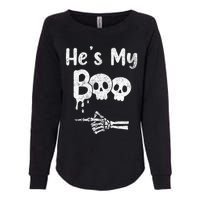 Matching Halloween Pajama Couples HeS My Boo Skull Face Womens California Wash Sweatshirt