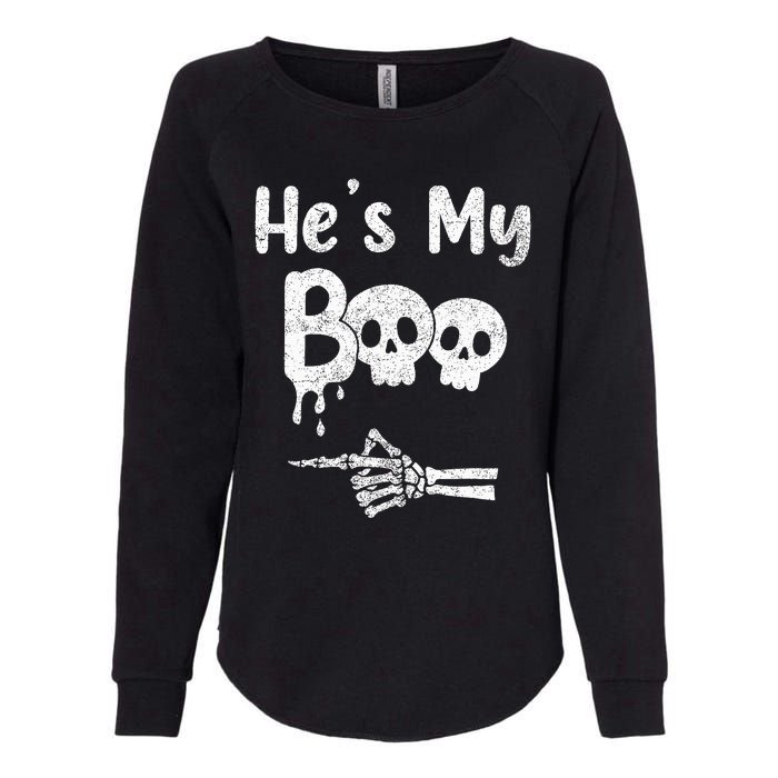 Matching Halloween Pajama Couples HeS My Boo Skull Face Womens California Wash Sweatshirt