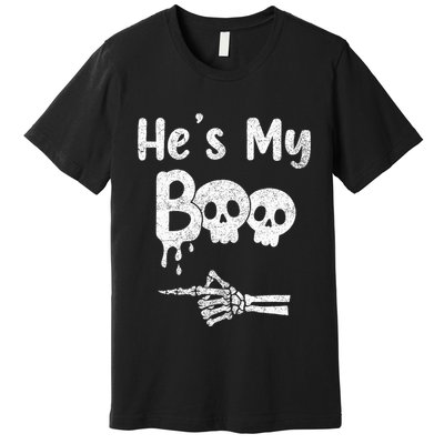 Matching Halloween Pajama Couples HeS My Boo Skull Face Premium T-Shirt