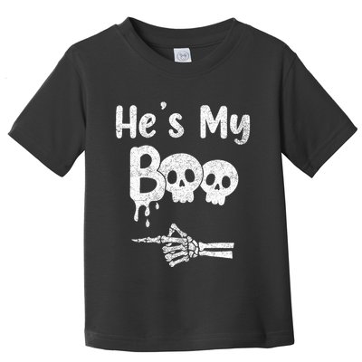 Matching Halloween Pajama Couples HeS My Boo Skull Face Toddler T-Shirt