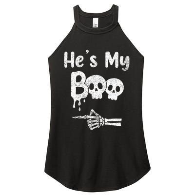 Matching Halloween Pajama Couples HeS My Boo Skull Face Women's Perfect Tri Rocker Tank