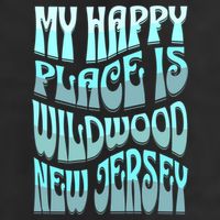 My Happy Place Is Wildwood New Jersey Ocean Beach Vacation Gift 7 Panel Mesh Trucker Snapback Hat