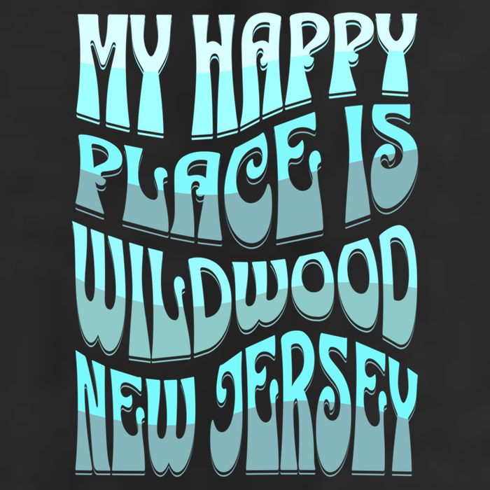 My Happy Place Is Wildwood New Jersey Ocean Beach Vacation Gift 7 Panel Mesh Trucker Snapback Hat