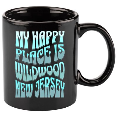 My Happy Place Is Wildwood New Jersey Ocean Beach Vacation Gift 11oz C Handle Ceramic Mug