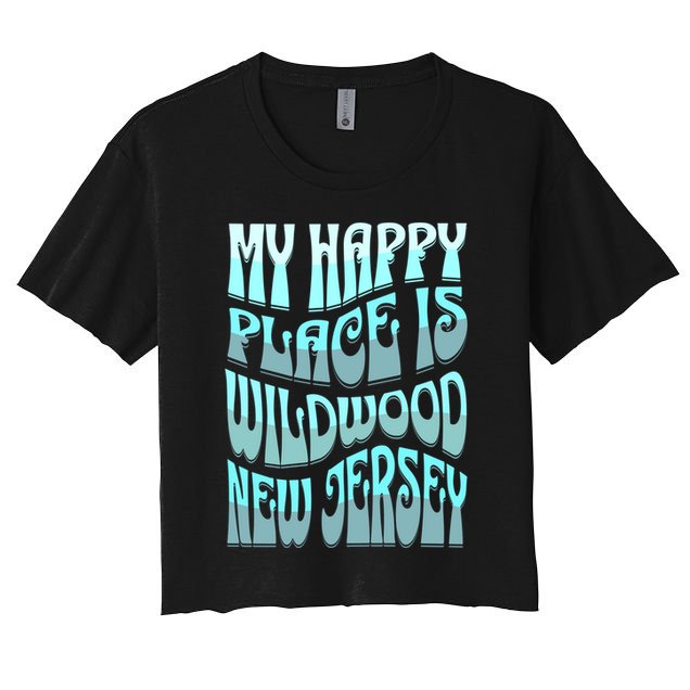 My Happy Place Is Wildwood New Jersey Ocean Beach Vacation Gift Crop Top