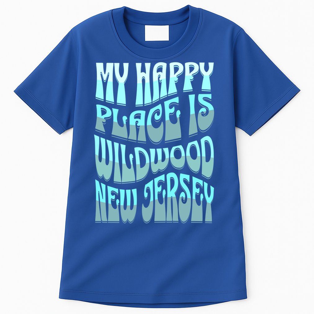 My Happy Place Is Wildwood New Jersey Ocean Beach Vacation Gift Tall T-Shirt