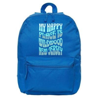 My Happy Place Is Wildwood New Jersey Ocean Beach Vacation Gift 16 in Basic Backpack