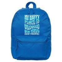 My Happy Place Is Wildwood New Jersey Ocean Beach Vacation Gift 16 in Basic Backpack