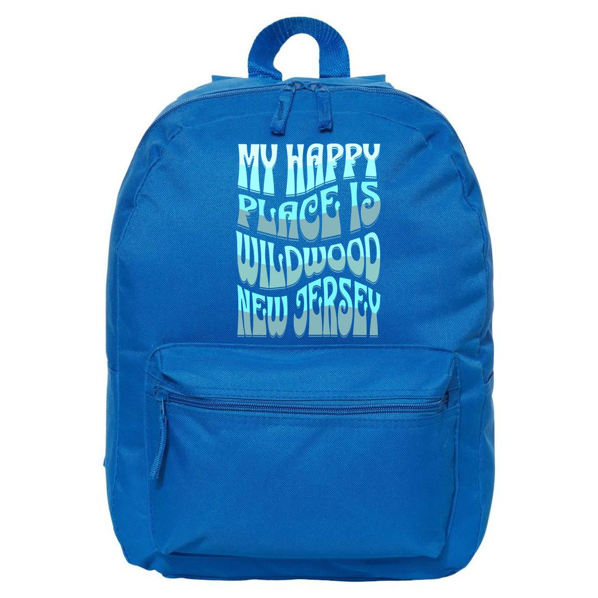 My Happy Place Is Wildwood New Jersey Ocean Beach Vacation Gift 16 in Basic Backpack