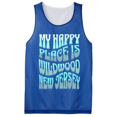 My Happy Place Is Wildwood New Jersey Ocean Beach Vacation Gift Mesh Reversible Basketball Jersey Tank
