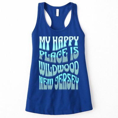 My Happy Place Is Wildwood New Jersey Ocean Beach Vacation Gift Womens Tank Top