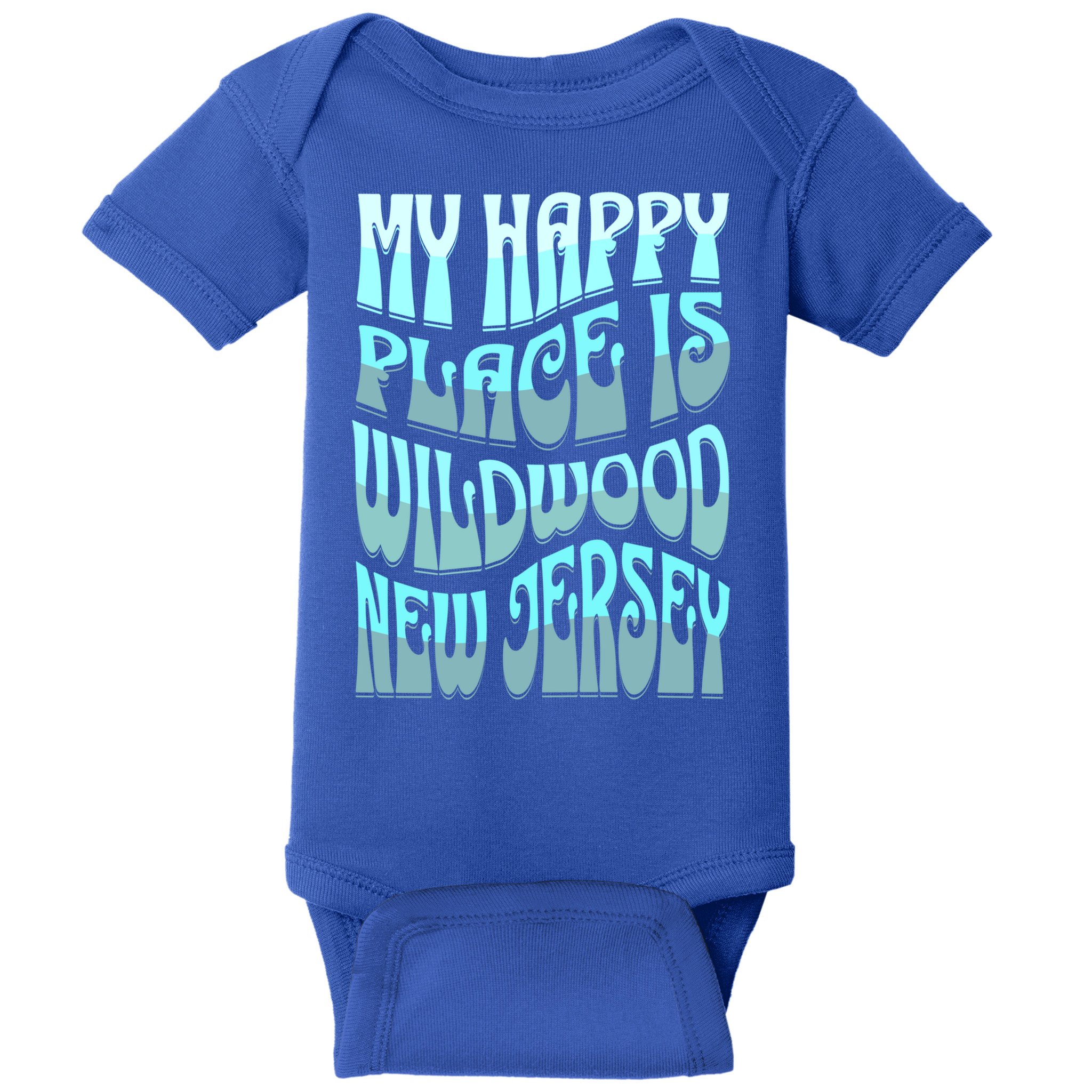My Happy Place Is Wildwood New Jersey Ocean Beach Vacation Gift Baby Bodysuit